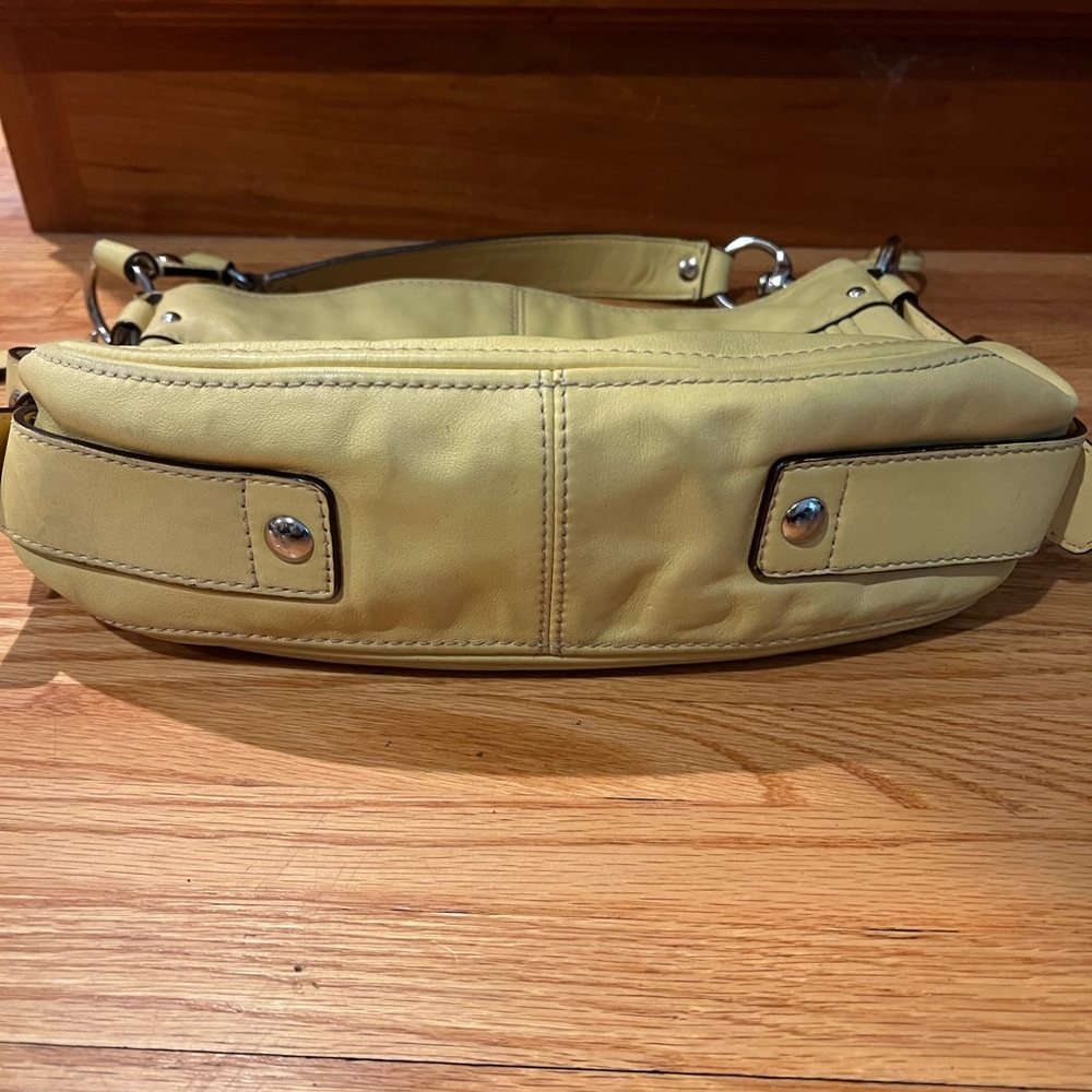 Coach Yellow Leather Shoulder Bag with Silver Hardware - Picture 8 of 11